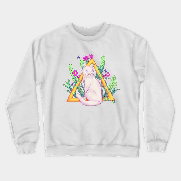 Cute White cat with blue eyes Crewneck Sweatshirt by MiaArt365